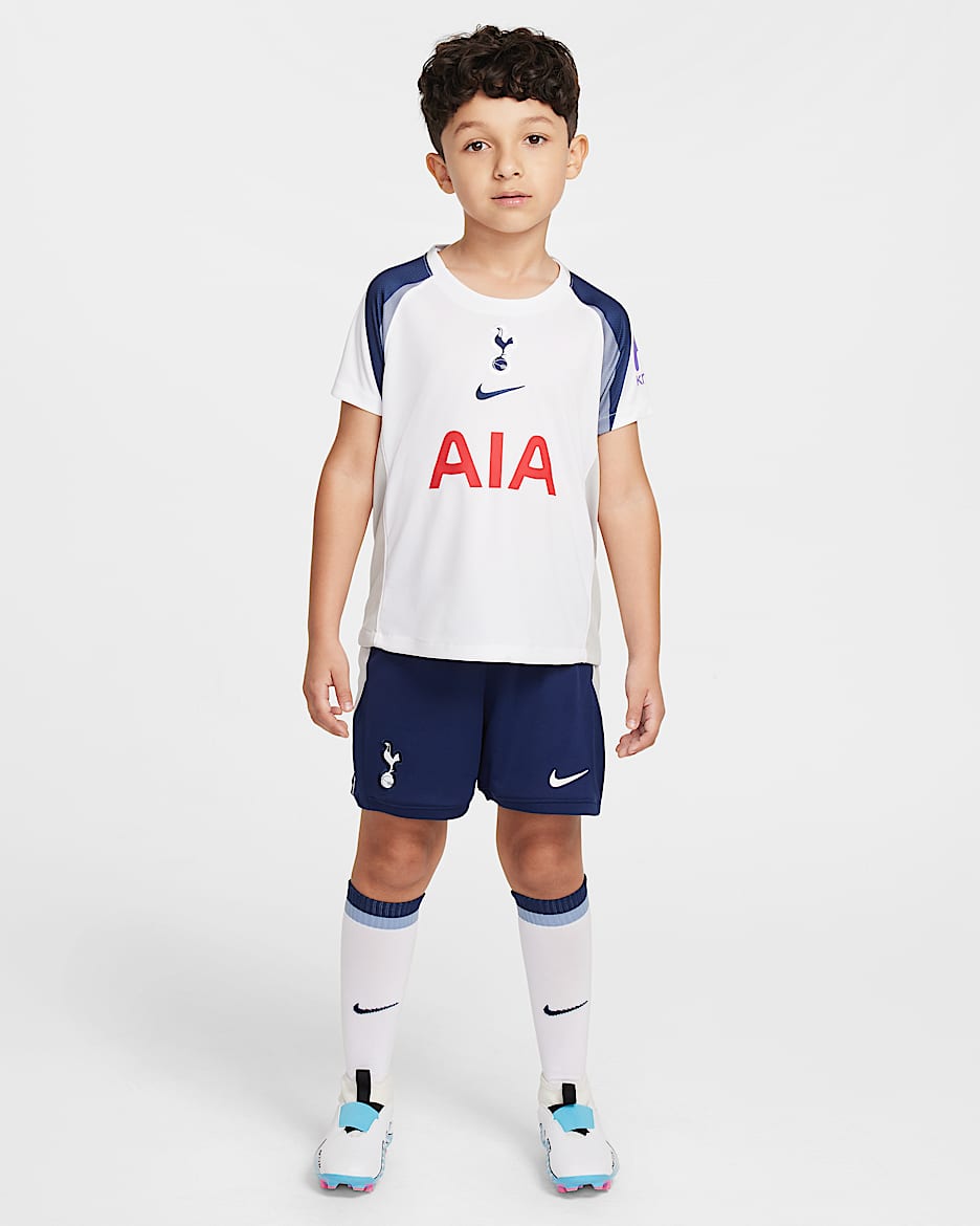 Tottenham Hotspur 2025/26 Stadium Home Little Kids' Nike Soccer Replica 3-Piece Kit - White/Binary Blue/Light Iron Ore/Binary Blue