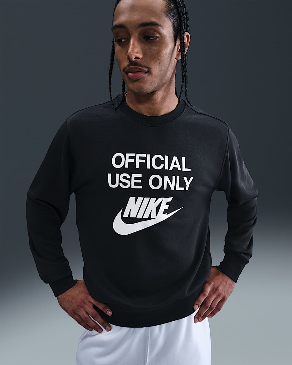 Sudadera de cuello redondo de French Terry para hombre Nike Club - Negro/Blanco