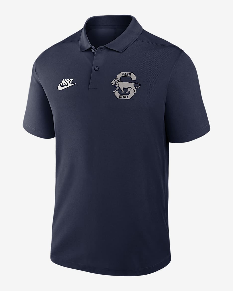 Polo universitario Nike Dri-FIT para hombre Penn State Nittany Lions Primetime Victory Legacy Vault Logo - Azul marino universitario
