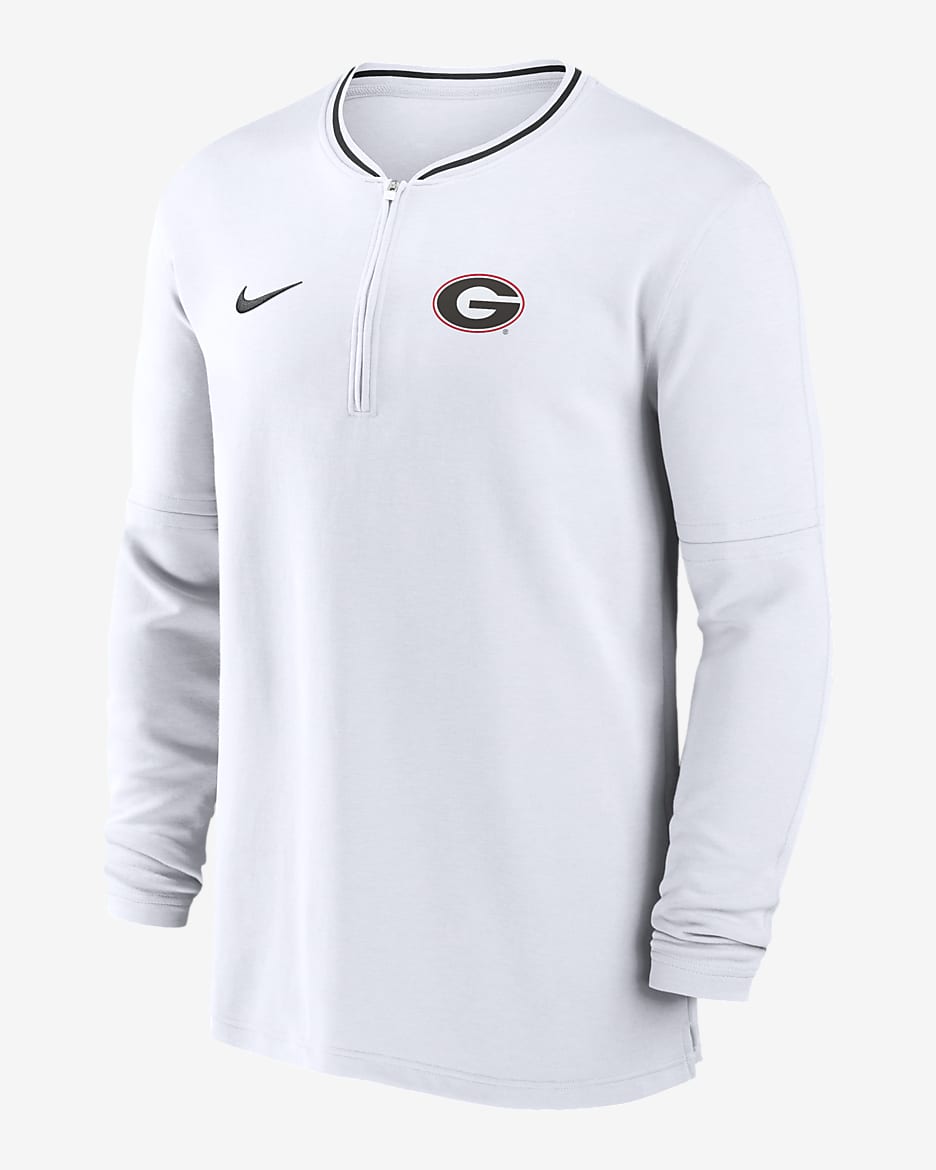Georgia Bulldogs Sideline Coach Men's Nike Dri-FIT College 1/2-Zip Long-Sleeve Top - White