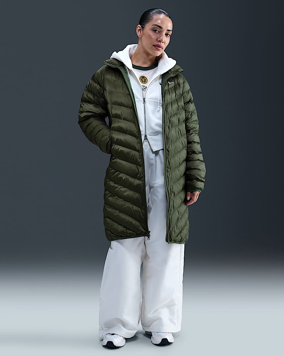 Nike Sportswear Windpuffer Women's Therma-FIT Hooded Parka - Medium Olive/Sail