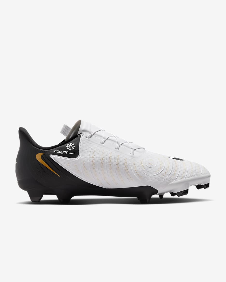 Nike Phantom GX 2 Academy EasyOn MG Low-Top Football Boot - White/Metallic Gold Coin/Black