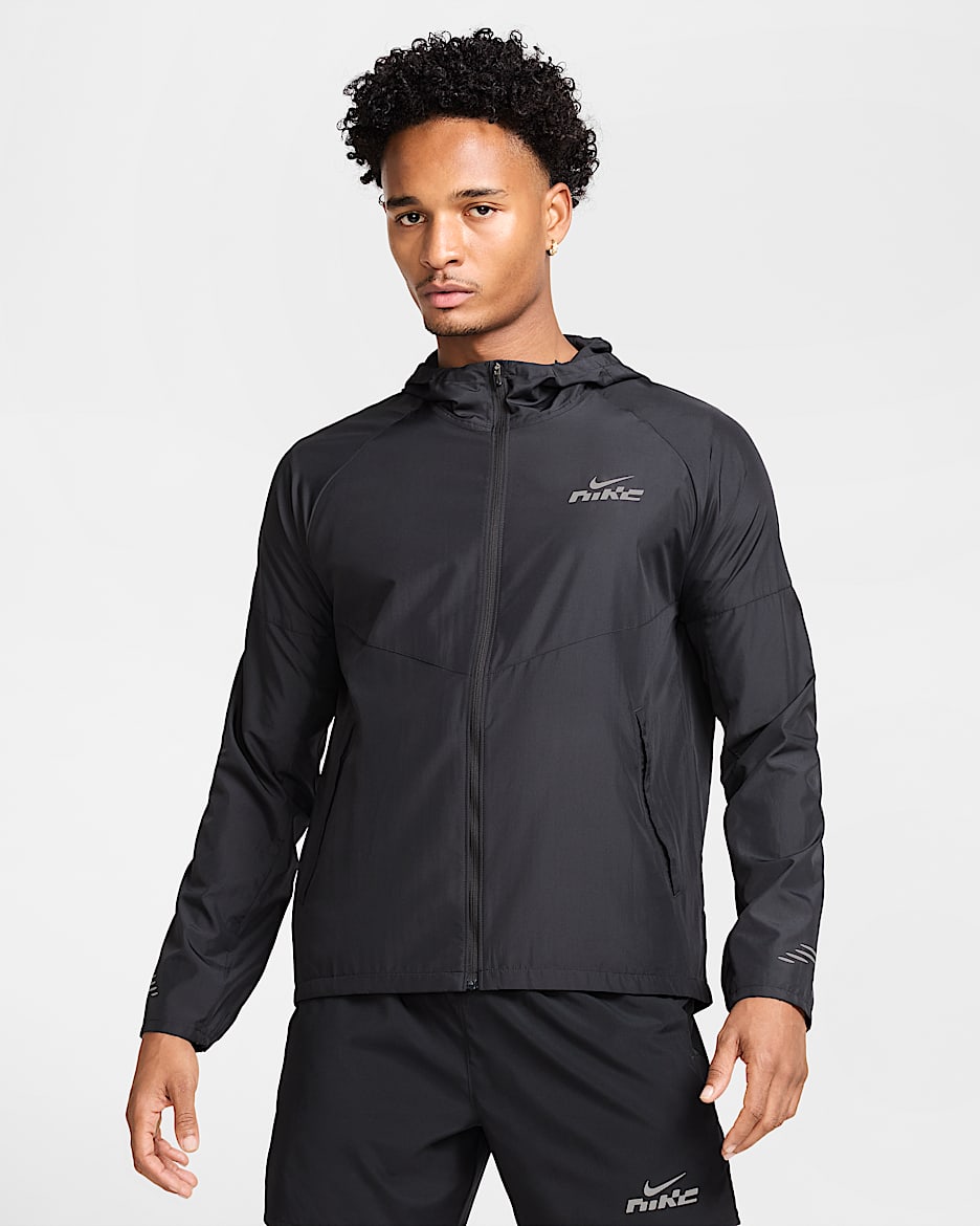 Nike Miler Flash Men's Water-Repellent Running Jacket - Black/Black