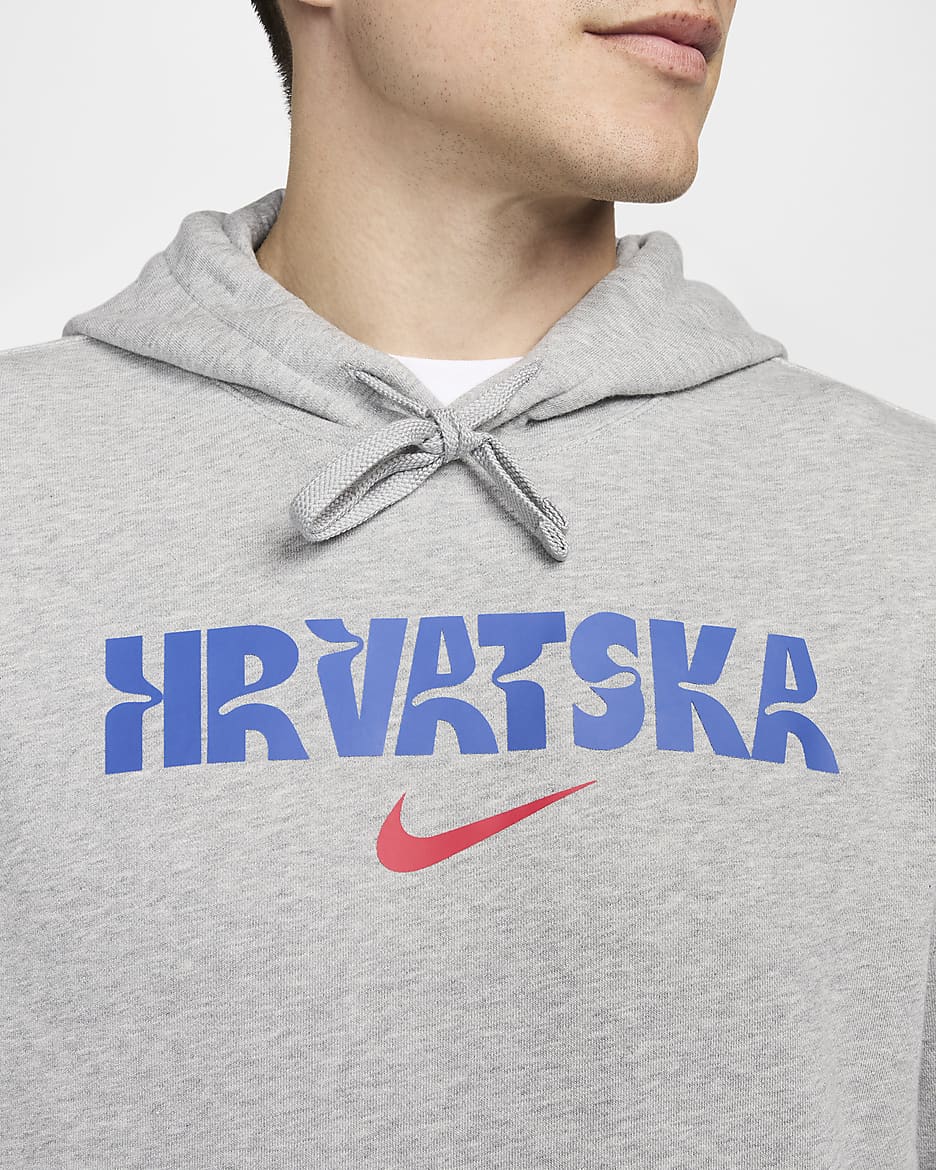 Fotbollshuvtröja Kroatien Club Fleece Nike för män - Dark Grey Heather/University Red