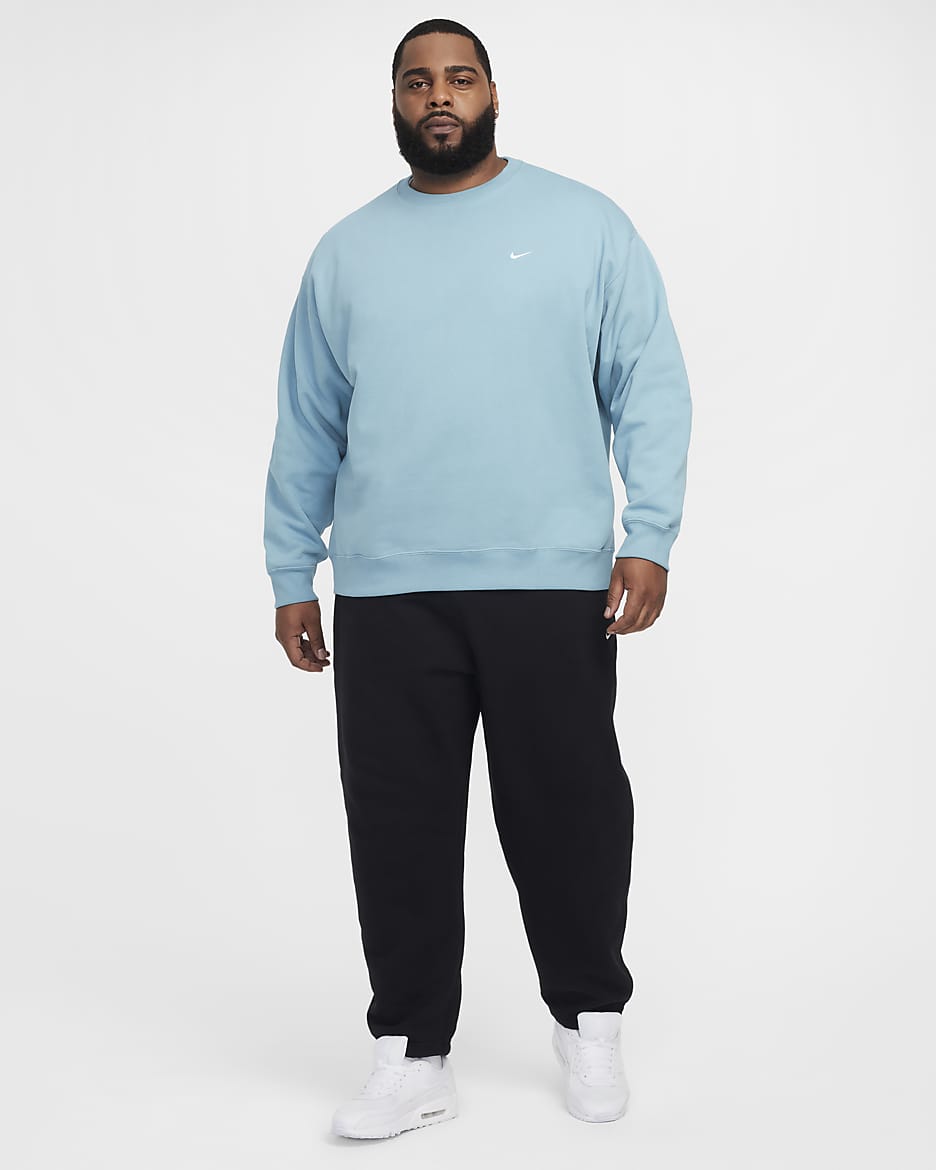 Nike Solo Swoosh Men's Fleece Crew - Denim Turquoise/White