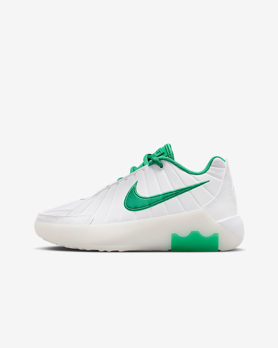 LeBron Witness 9 Big Kids' Basketball Shoes - White/White/Metallic Gold/Stadium Green