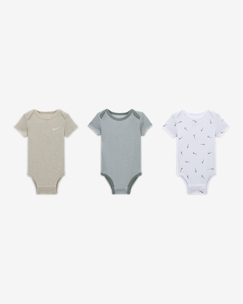 Body Nike Baby Essentials (confezione da 3) – Bebè (0-9 mesi) - Multicolore/Mica Green