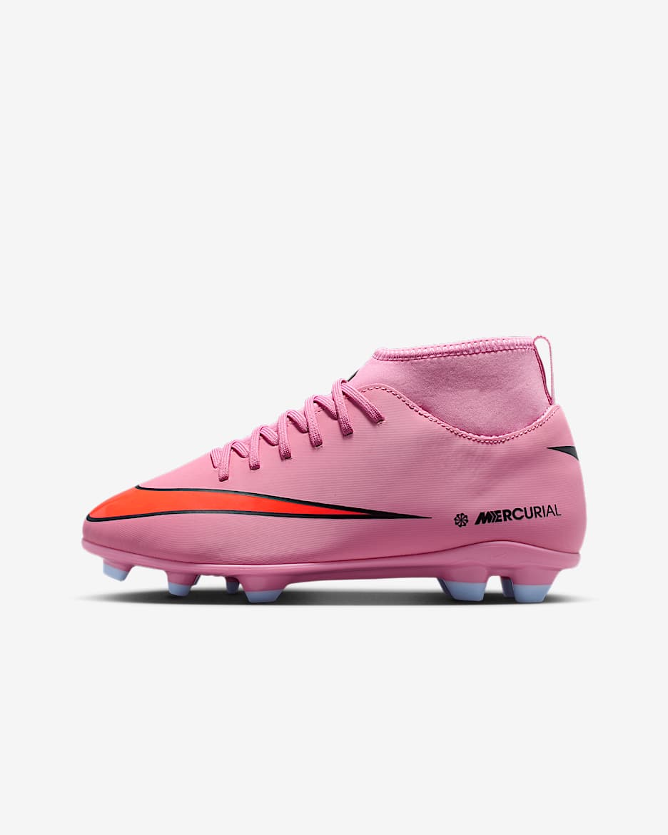 Nike Jr. Mercurial Superfly 10 Club Younger/Older Kids' Multi-Ground High-Top Football Boot - Magic Flamingo/Total Crimson/Black