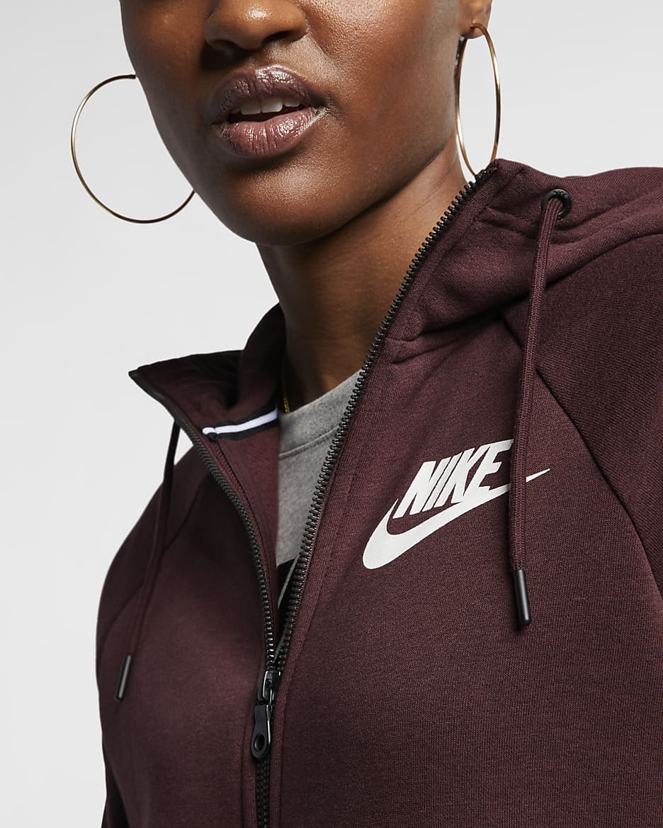 Nike Sportswear Rally Women's Full-Zip Hoodie - Burgundy Crush/Burgundy Crush/White