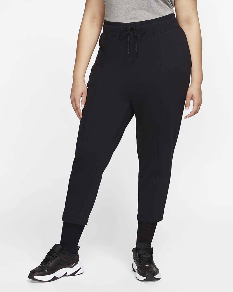 Pantaloni in French Terry Nike Sportswear Swoosh (Plus Size) - Donna - Nero/Bianco