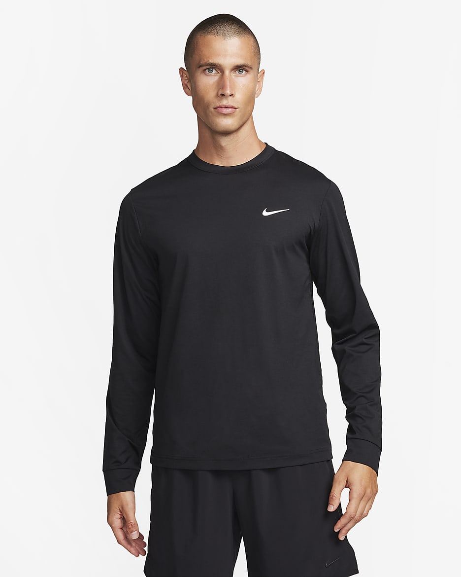 Nike Dri-FIT UV Hyverse Men's Long-Sleeve Fitness Top - Black/White