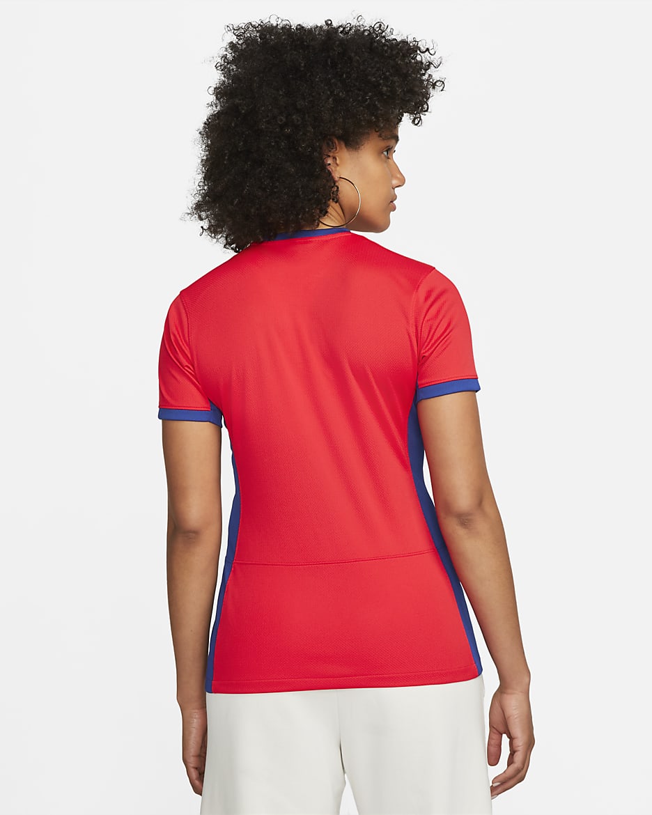 Jersey de fútbol Nike Dri-FIT de Noruega local 2023 Stadium para mujer - Rojo mundial/Azul mundial/Blanco