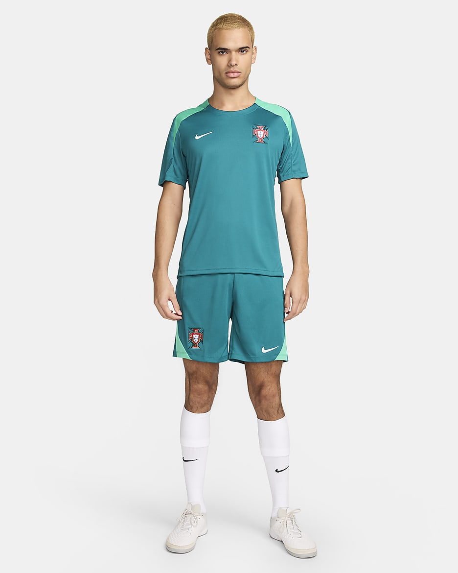 Haut de foot en maille à manches courtes Nike Dri-FIT Portugal Strike pour homme - Geode Teal/Kinetic Green/Sail