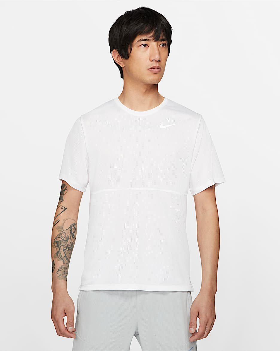 Nike Breathe Men's Running Top - White/White
