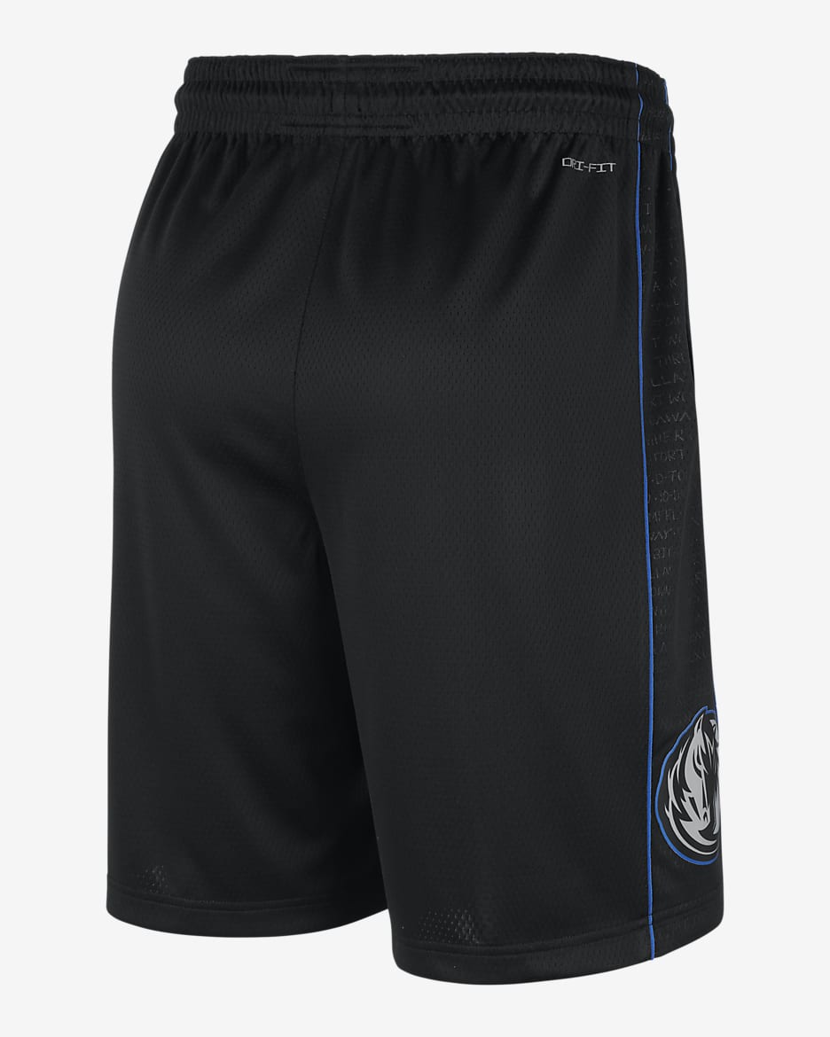 Dallas Mavericks 2023/24 City Edition Nike Dri-FIT NBA Swingman Shorts für Herren - Schwarz/Flat Silver