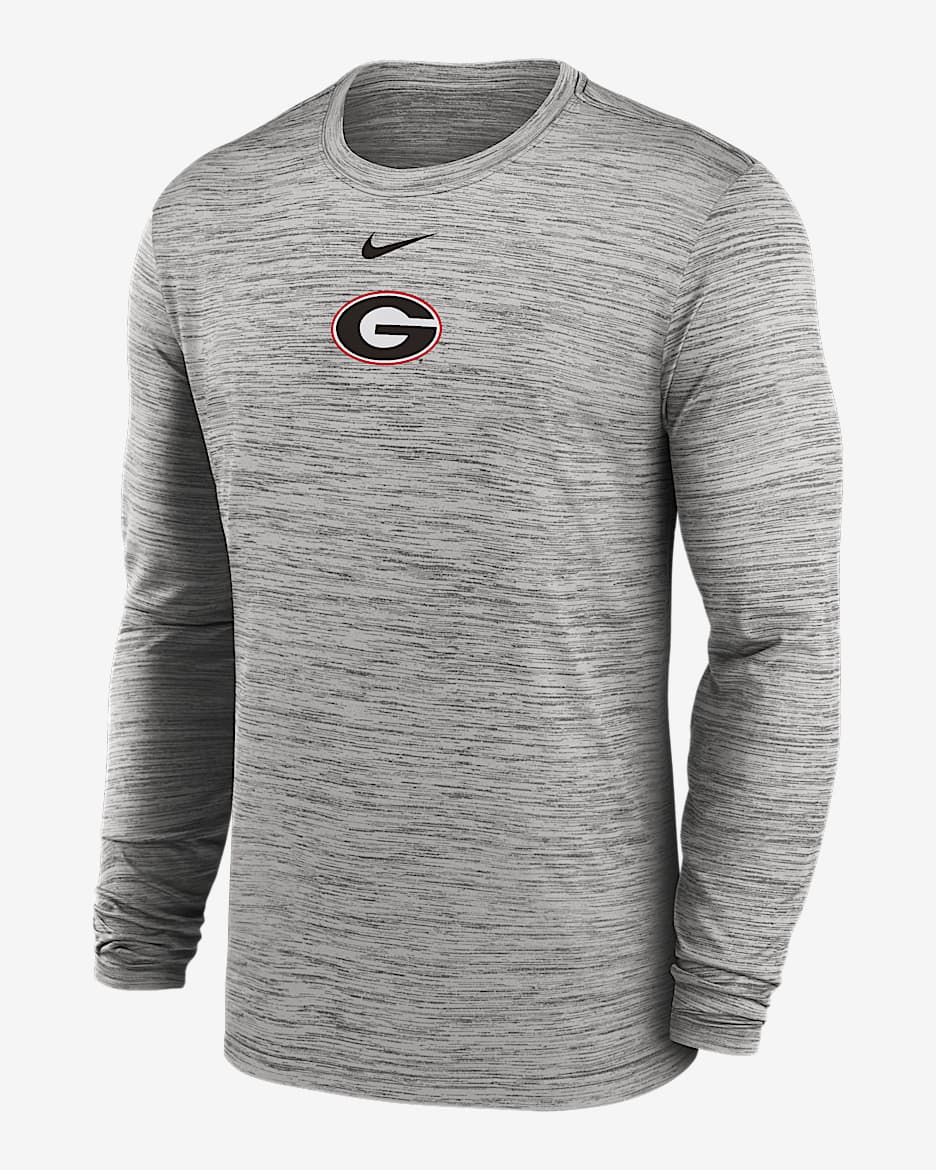 Georgia Sideline Velocity Men's Nike Dri-FIT College Long-Sleeve T-Shirt - Grey