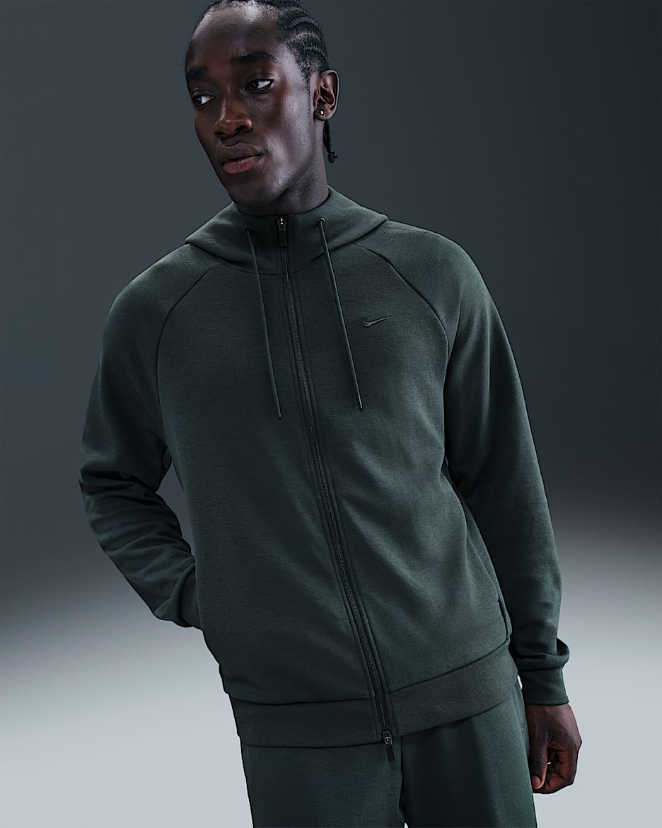 Nike Primary Fleece Dri-FIT UV teljesítményfokozó, hosszú cipzáras, kapucnis férfipulóver - Seaweed/Seaweed