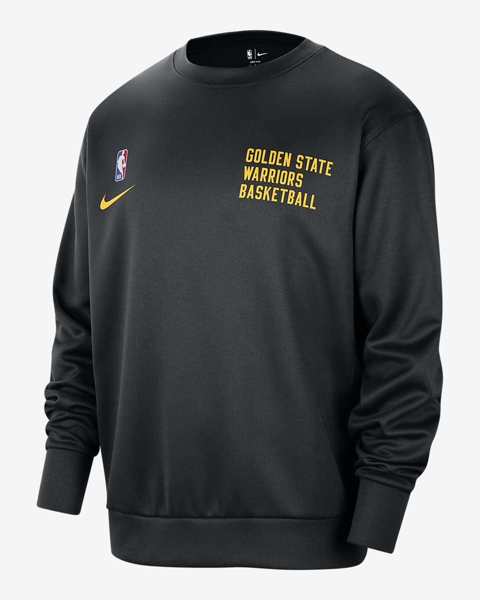 Golden State Warriors Spotlight Men's Nike Dri-FIT NBA Crew-Neck Sweatshirt - Black/Amarillo