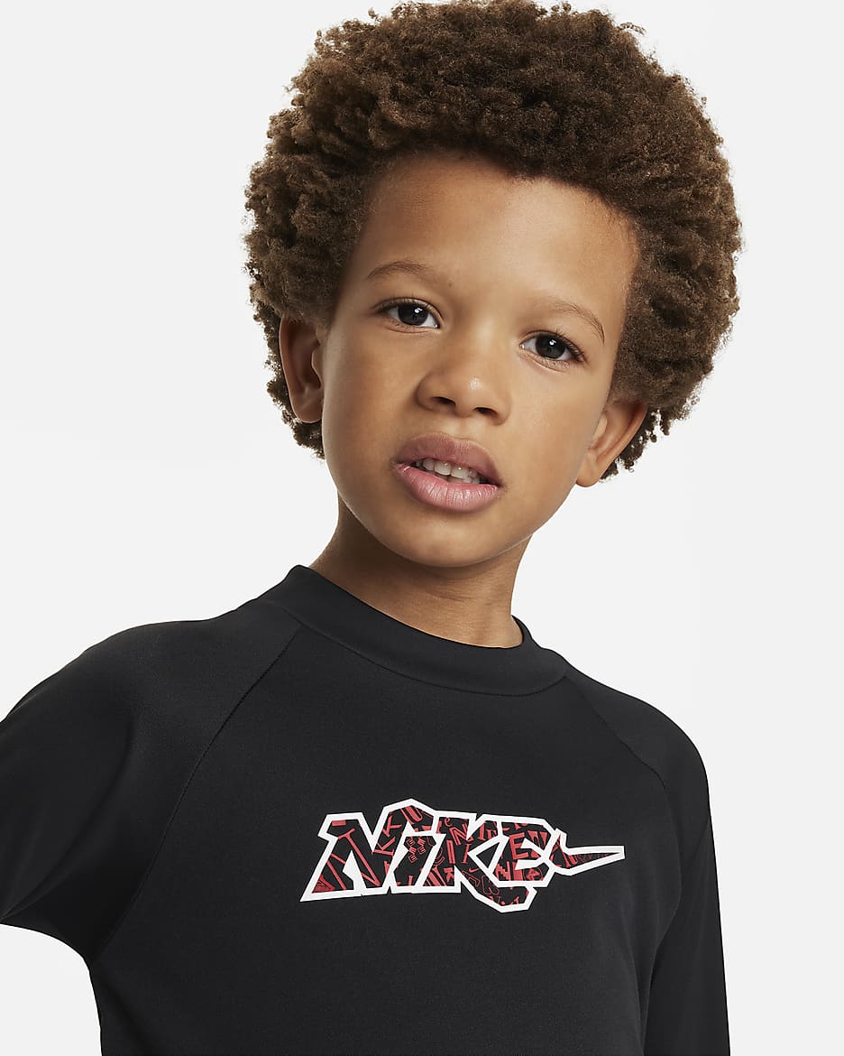 Playera de manga larga Hydroguard para niño talla pequeña Nike Swim - Negro