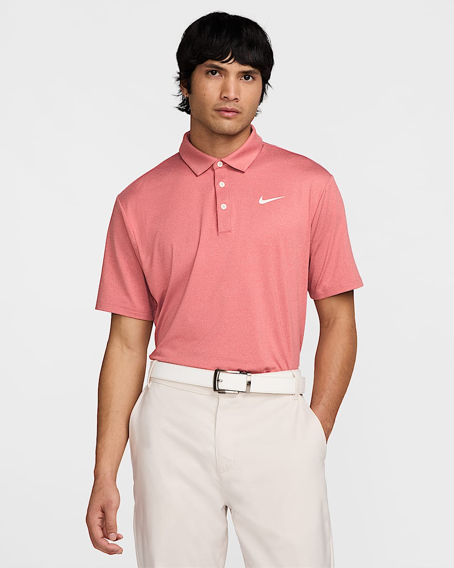 Polo de golf Dri-FIT jaspeado para hombre Nike Tour - Cinabrio/Marfil pálido
