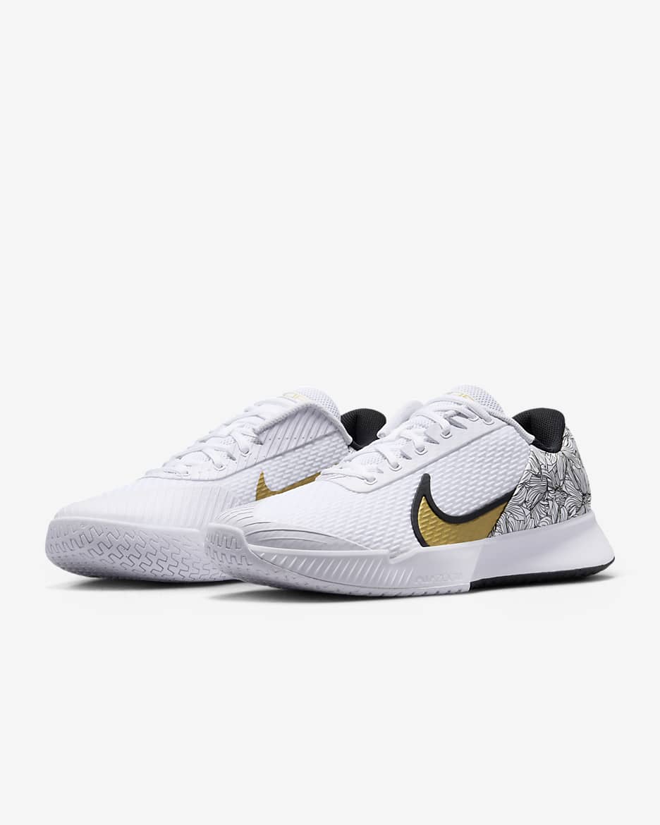 NikeCourt Vapor Pro 2 Magnolia Men's Hard Court Tennis Shoes - White/Black/Metallic Gold