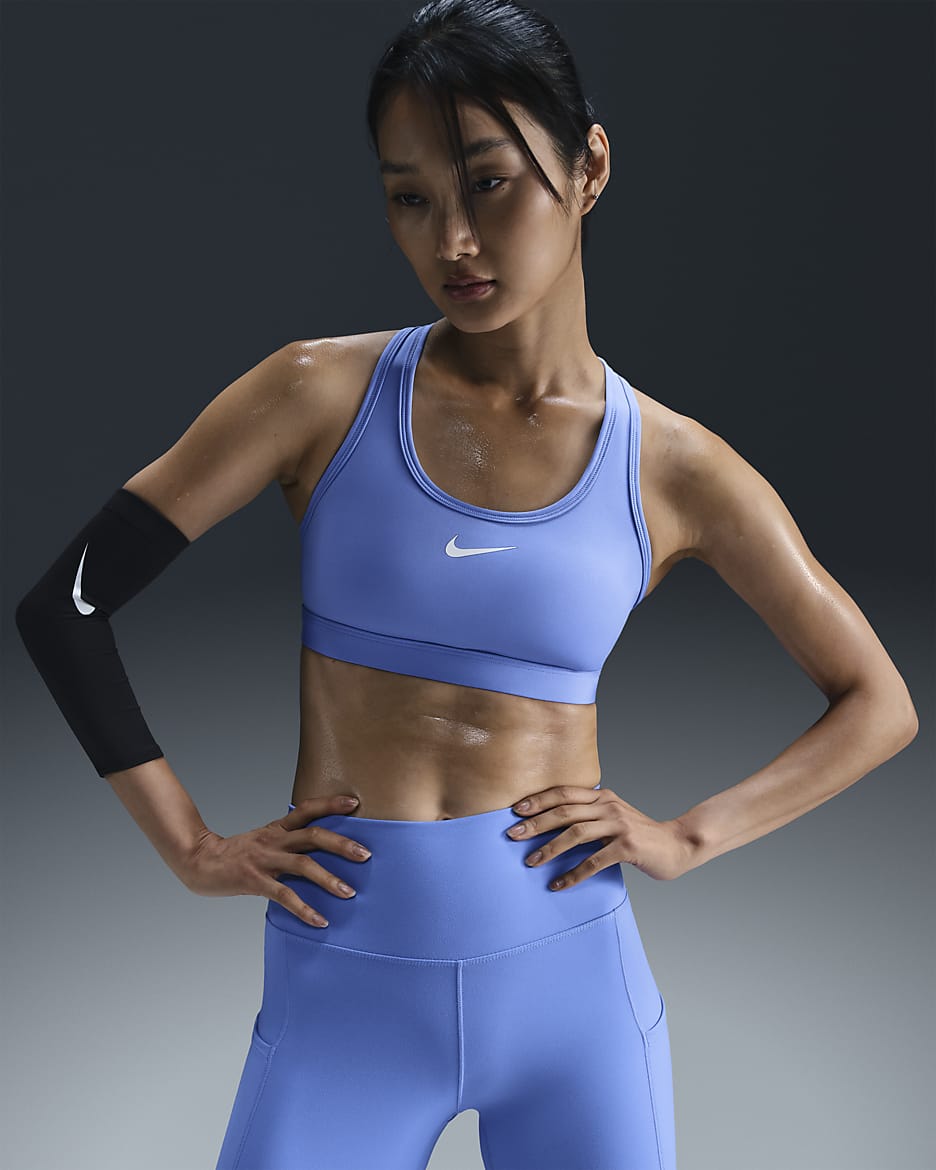 Nike Swoosh Medium-Support Women's Padded Sports Bra - Royal Pulse/White