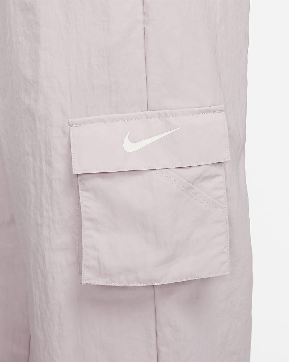 Nike Sportswear Essential 女款高腰梭織工裝褲 - Platinum Violet/Sail