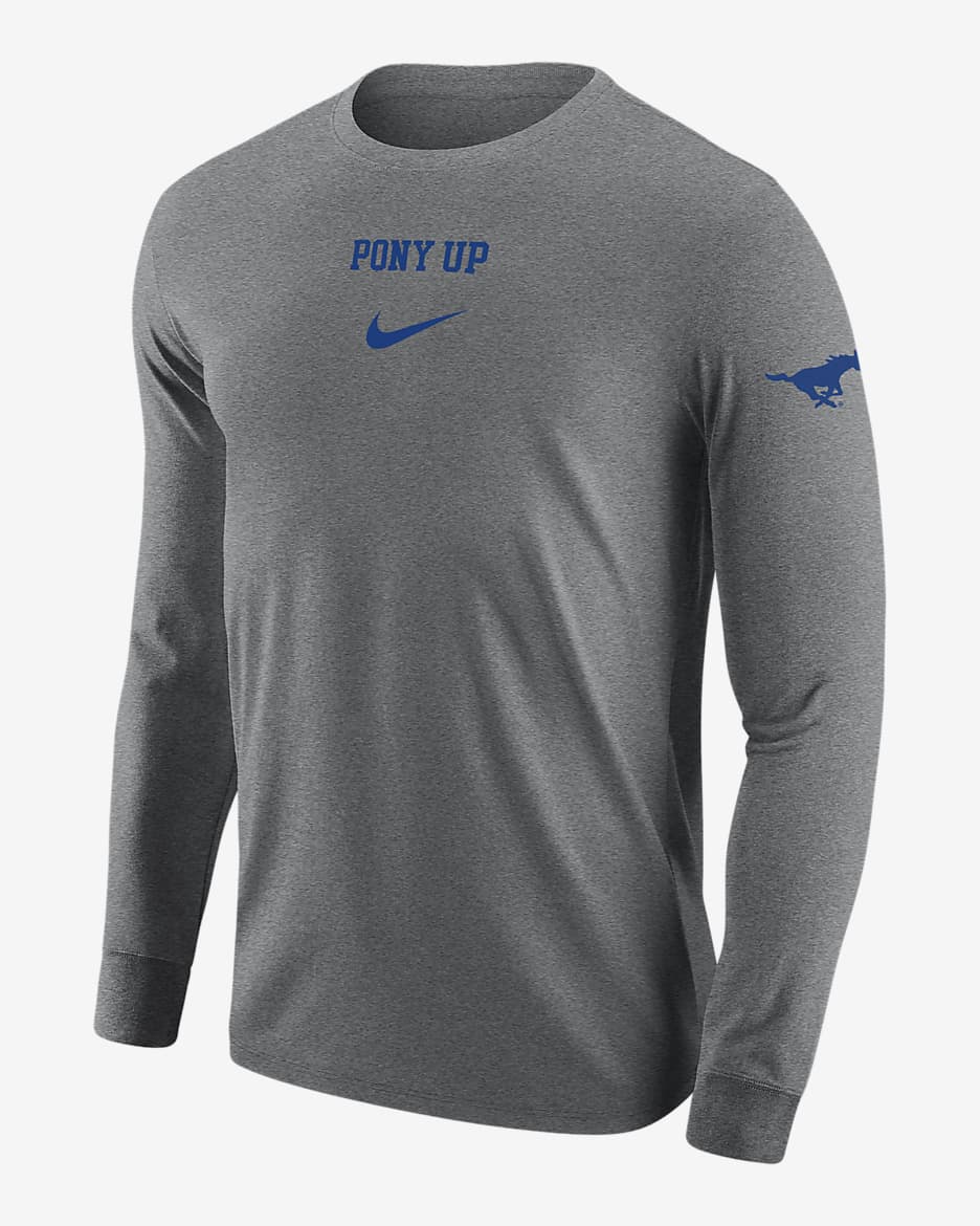 SMU Men's Nike College Long-Sleeve T-Shirt - Dark Grey Heather