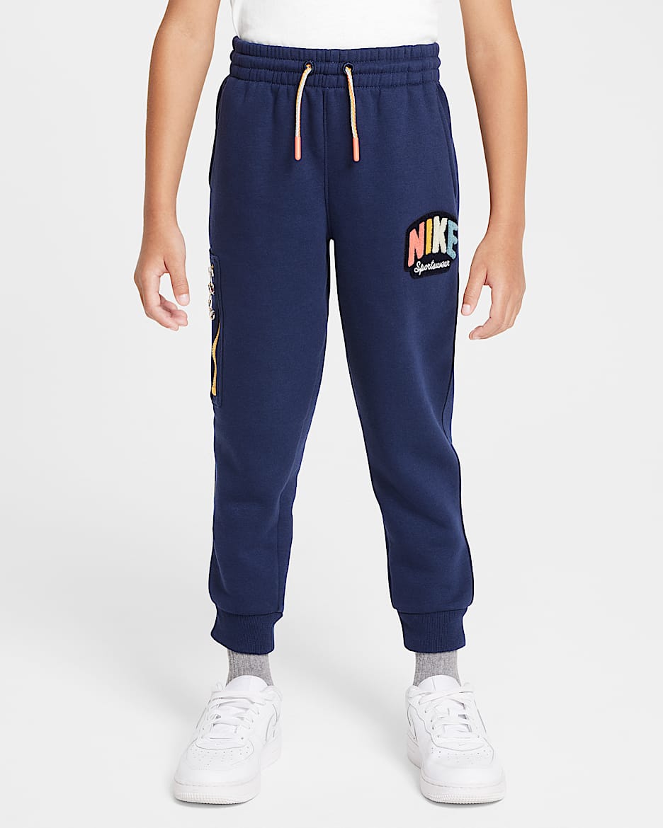 Pants de tejido Fleece para niños talla pequeña Nike Sportswear Powder Play - Azul marino medianoche