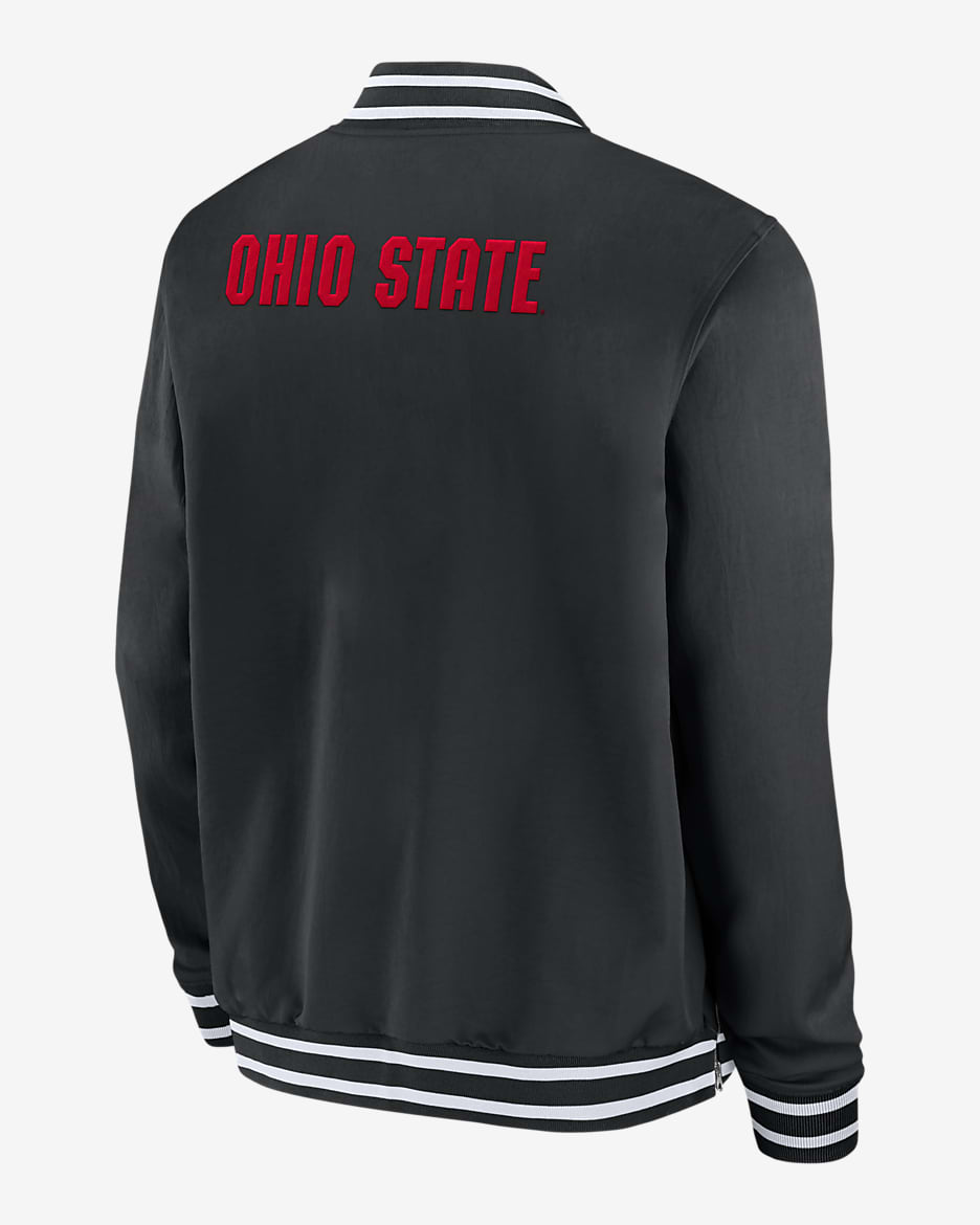 Ohio State Buckeyes Sideline Men's Nike College Full-Zip Bomber Jacket - Black