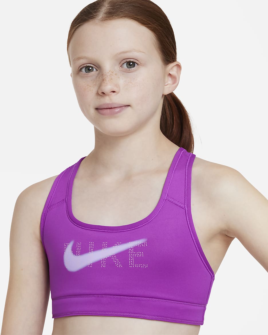 Nike Swoosh 大童 (女童) 雙面運動內衣 - Vivid Purple/Elemental Pink/Lilac/白色