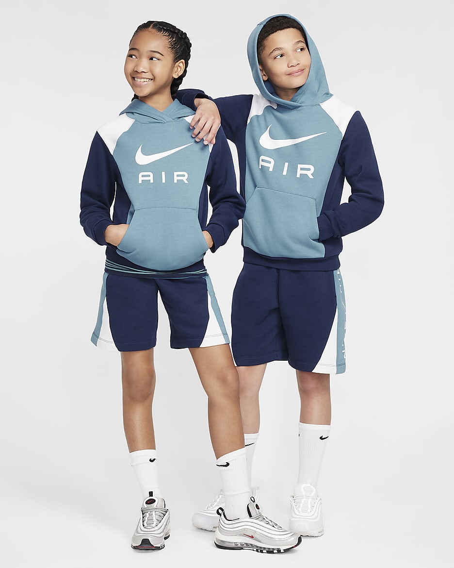 Nike Air Big Kids' Pullover Hoodie - Aegean Storm/Midnight Navy/White/White