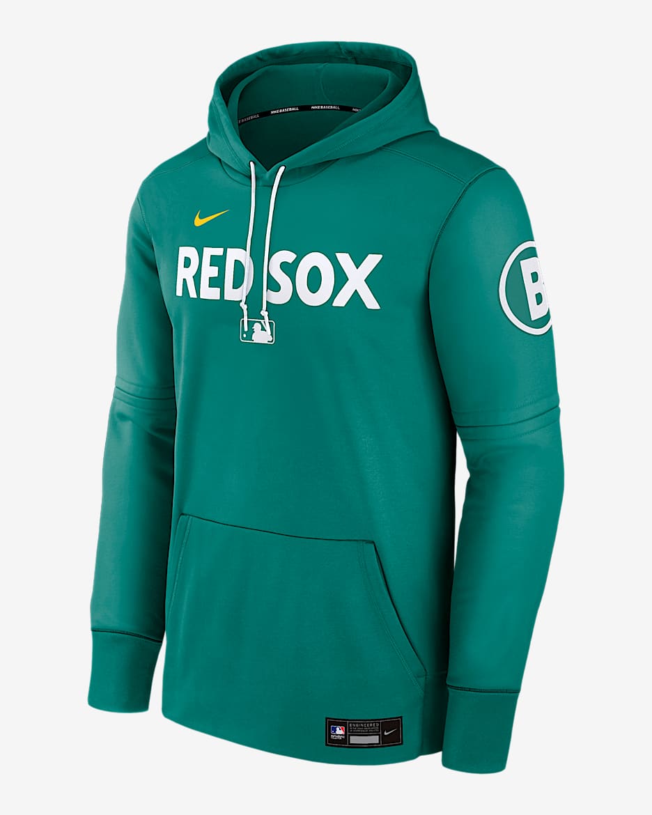 Sudadera con gorro sin cierre Nike Therma de la MLB para hombre Boston Red Sox Authentic Collection City Connect - Azul
