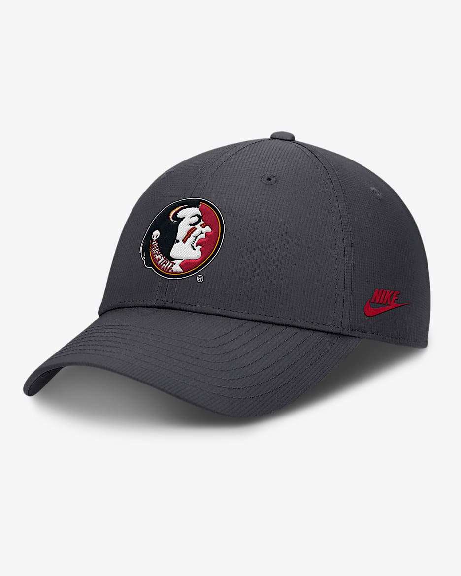 Gorra universitaria Nike Dri-FIT ajustable para hombre Florida State Seminoles Core Rise Vault - Carbón