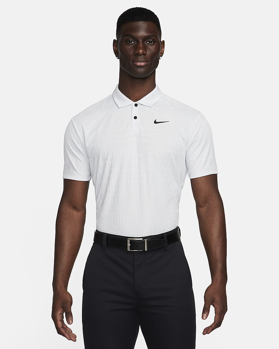 Pánská golfová polokošile Nike Dri-FIT ADV Tour - Bílá/Pure Platinum/Černá