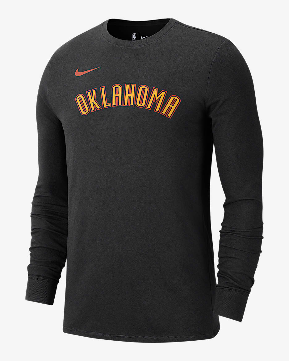 Playera de manga larga Nike de la NBA para hombre Oklahoma City Thunder Essential City Edition - Negro