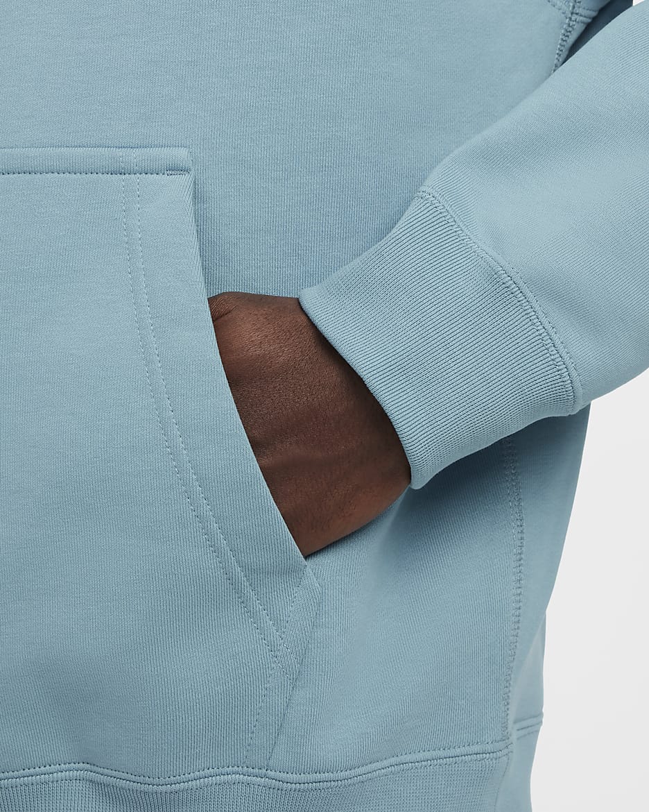 Nike Solo Swoosh Men's Fleece Pullover Hoodie - Denim Turquoise/White