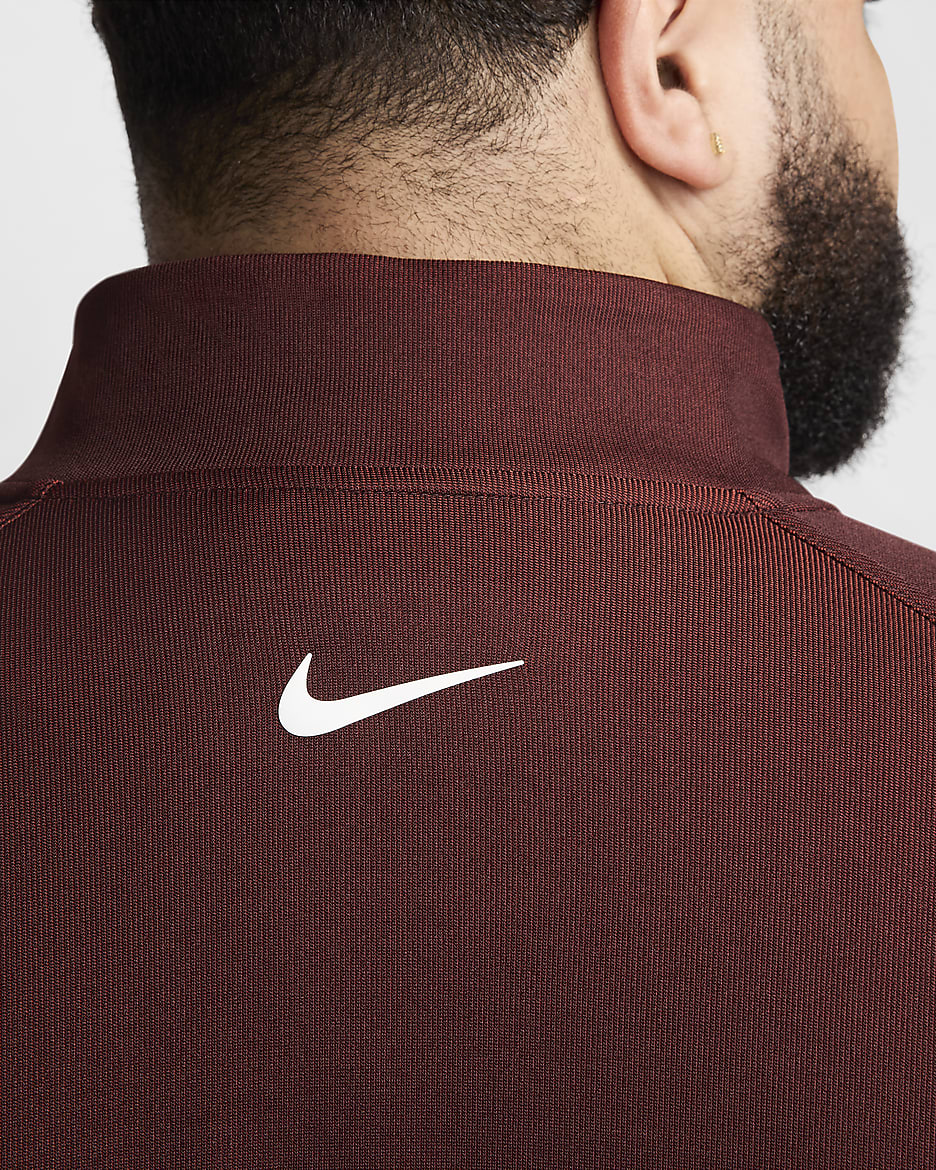 Nike Tour Men's Dri-FIT ADV 1/2-Zip Golf Top - Dragon Red/Burgundy Crush/White