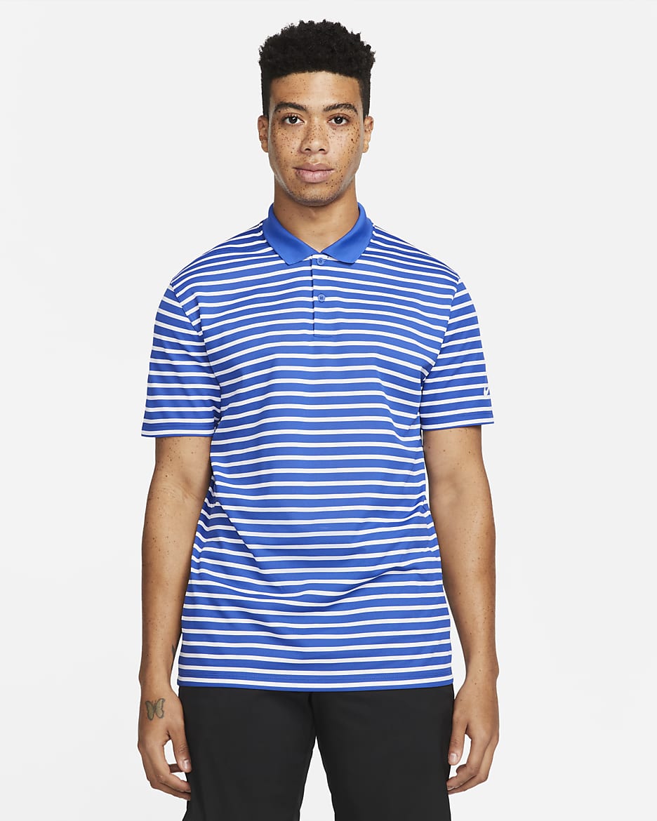 Nike Dri-FIT Victory Men's Striped Golf Polo - Game Royal/White