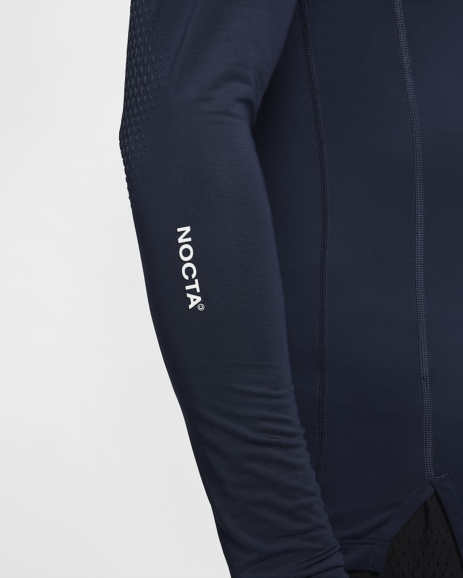 Haut de basketball première couche à manches longues NOCTA pour homme - College Navy/Blanc