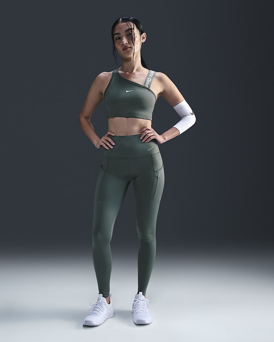 Nike Go Women's Firm-Support High-Waisted Full-Length Leggings with Pockets - Vintage Green/Black