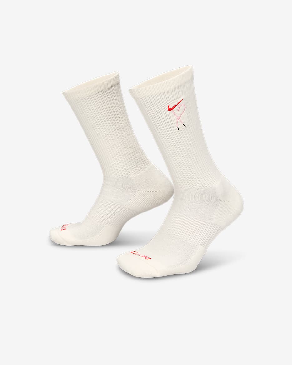 Calcetas (1 par) Nike Everyday Plus Cushioned - Vela/Espuma rosa/Rojo universitario