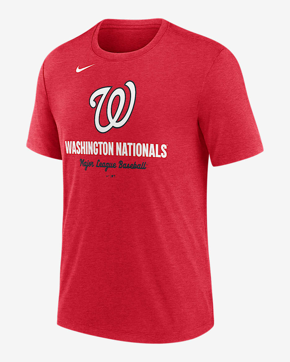 Playera Nike de la MLB para hombre Washington Nationals Logo - Rojo jaspeado