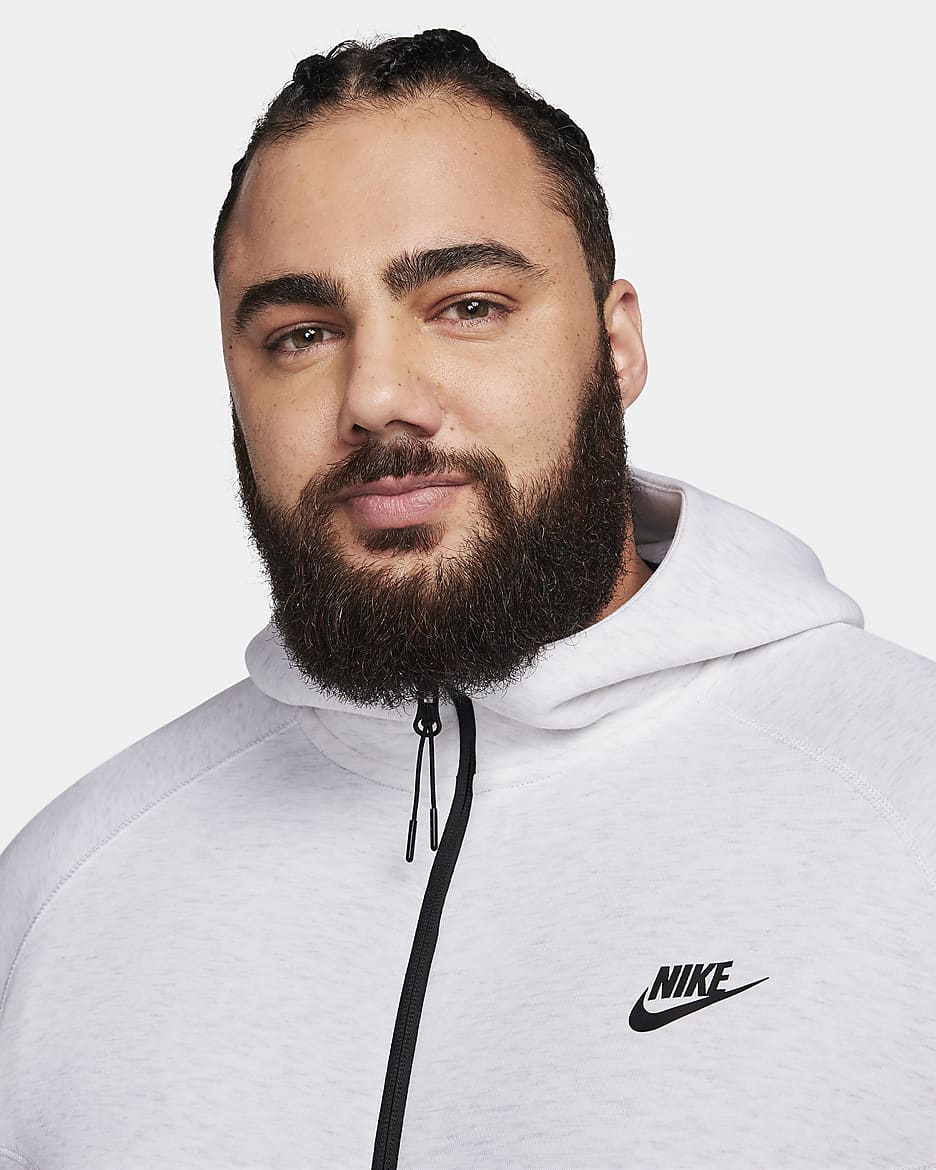 Pánská mikina s kapucí a dlouhým zipem Nike Sportswear Tech Fleece Windrunner - Birch Heather/Černá