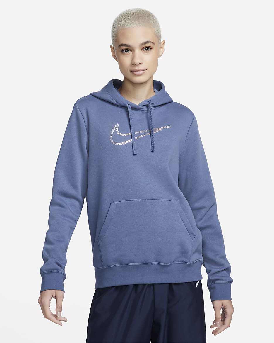 Nike Sportswear Club Fleece Premium Essential Women's Shine Pullover Hoodie - Diffused Blue