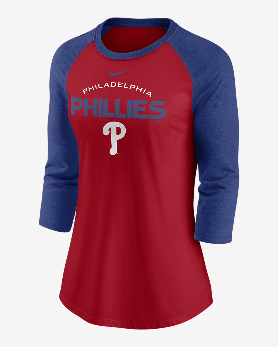 Nike Modern Baseball Arch (MLB Philadelphia Phillies) Women's 3/4-Sleeve T-Shirt - Red