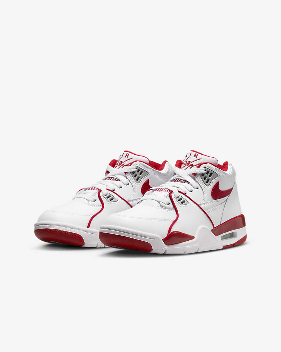 Nike Air Flight 89 Older Kids' Shoes - White/Wolf Grey/Varsity Red