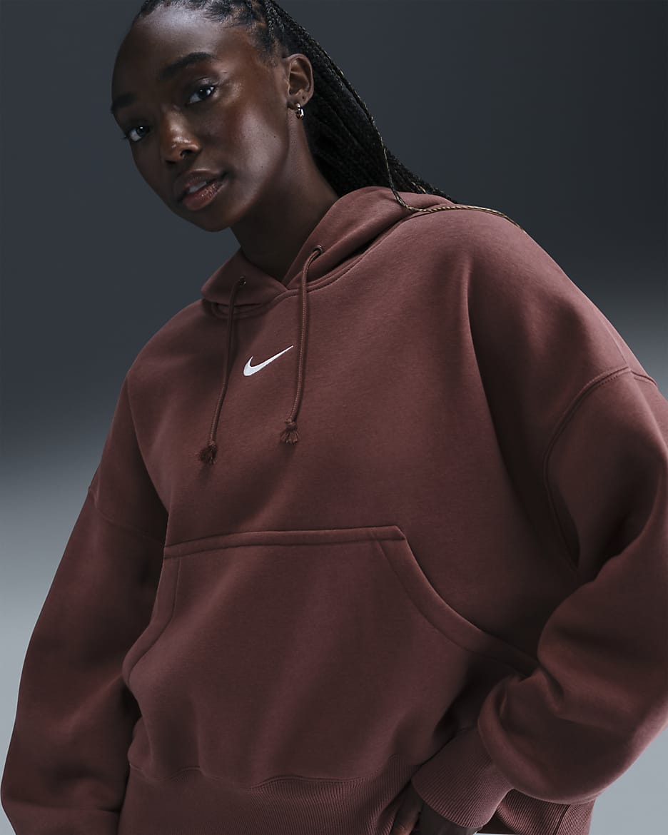 Nike Sportswear Phoenix Fleece Women's Over-Oversized Pullover Hoodie - Red Sepia/Sail