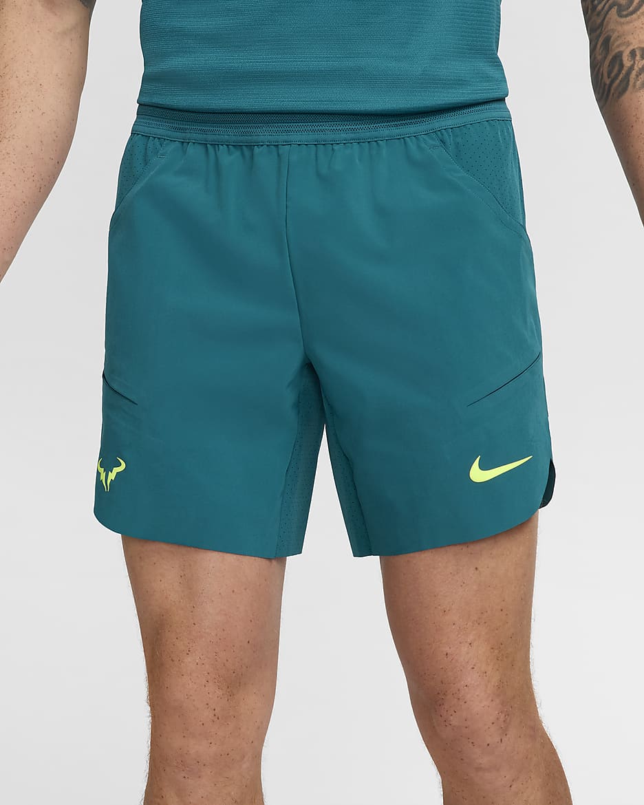 Rafa Nike Dri-FIT ADV Tennisshorts für Herren (ca. 18 cm) - Geode Teal/Volt