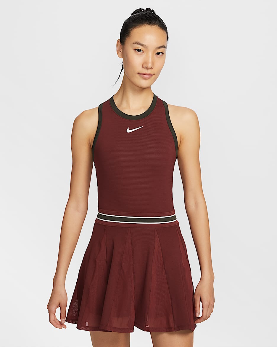 NikeCourt Slam Women's Dri-FIT Tennis Dress - Dark Team Red/Sequoia/Dark Team Red/White